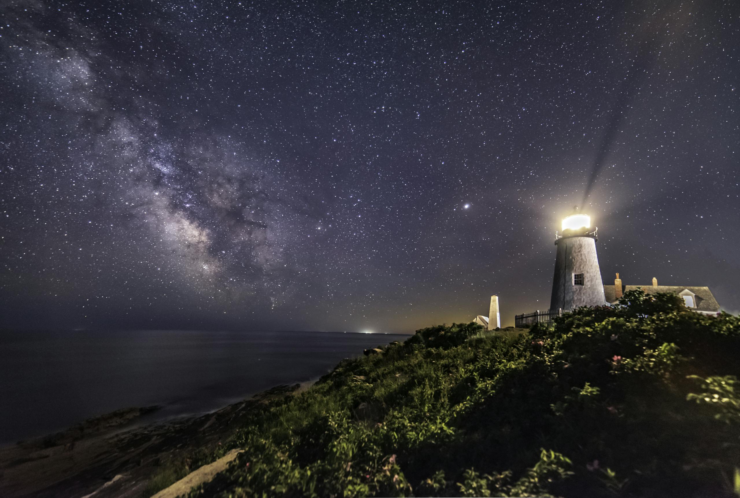 Lighthouse under a Starry Sky